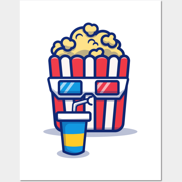 Cute Popcorn Drinking Soda Wall Art by Catalyst Labs